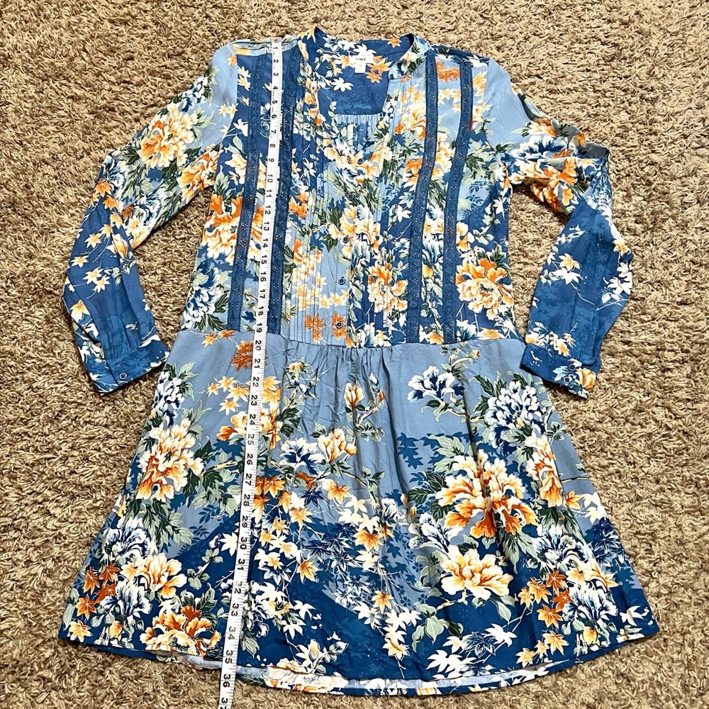 [Anthropologie Tiny] Gaina Blue Multicolor Floral
Drop Waist Long Sleeve Dress S - Picture 10 of 11